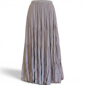 Vintage Longhorn Skirt Womens Large Purple Rayon Pleated Tiered Peasant Maxi